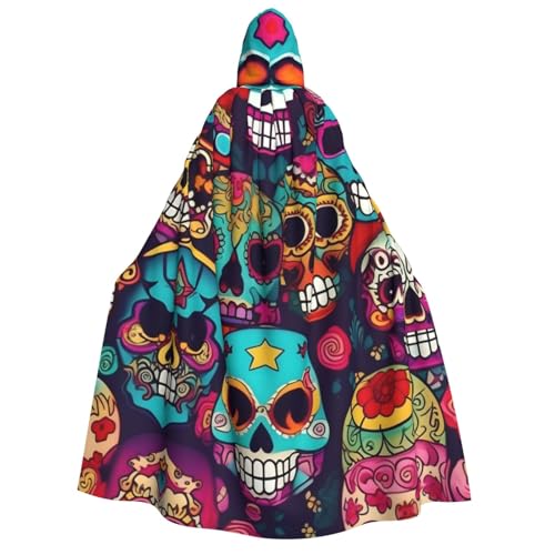 BBEXJIGY Sugar Skulls Print Uni Hooded Halloween Cloak Vampire Witch's Cloak Costumes Party Cape von BBEXJIGY