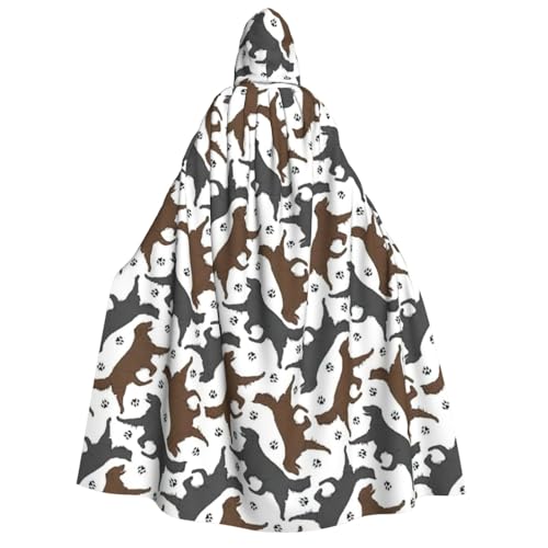 BBEXJIGY Trotting Flat Coated Retrievers Paw Print Uni Hooded Halloween Cloak Vampire Witch's Cloak Costumes Party Cape von BBEXJIGY