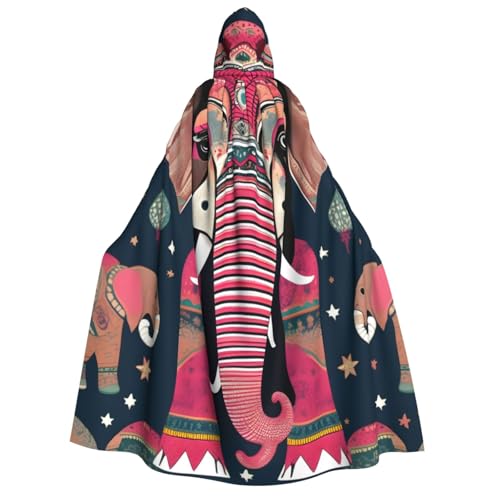 BBEXJIGY Uni Boho Elefant Print Kapuzenumhang Halloween Hexenkostüm Party Kostüm von BBEXJIGY