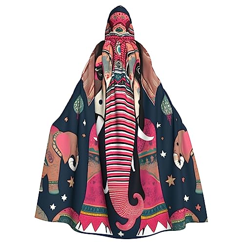 BBEXJIGY Uni Boho Elefant Print Kapuzenumhang Halloween Hexenkostüm Party Kostüm von BBEXJIGY