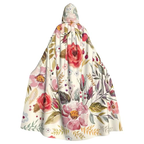 BBEXJIGY Uni Fashion Floral Print Hooded Cloak Halloween Vampire Witch Party Costume von BBEXJIGY