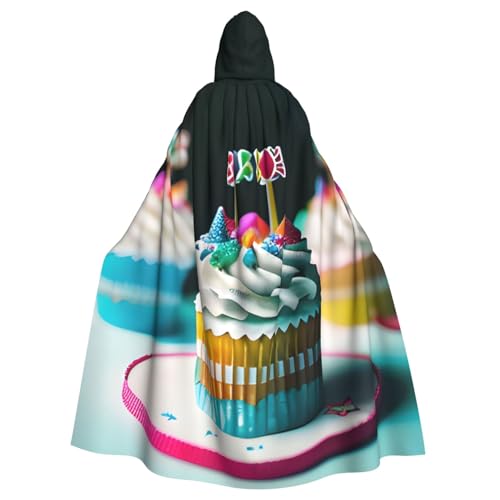 BBEXJIGY Uni Halloween Geburtstag Kuchen Druck Kapuzenumhang Vampir Hexe Kostüm von BBEXJIGY