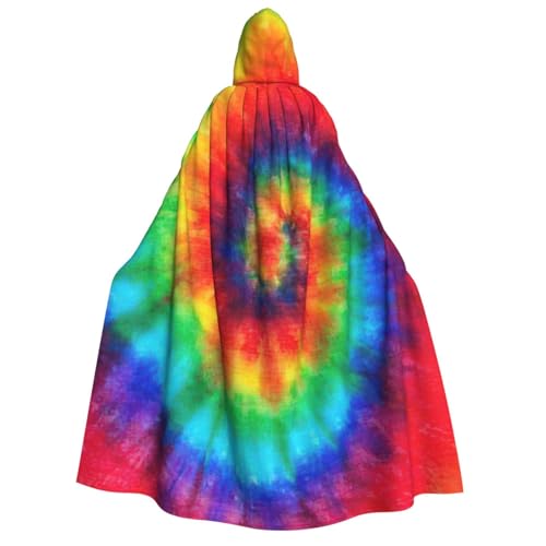 BBEXJIGY Uni Halloween Kapuzenumhang Hippie Print Tie Dye Hexe Vampir Kostüm von BBEXJIGY