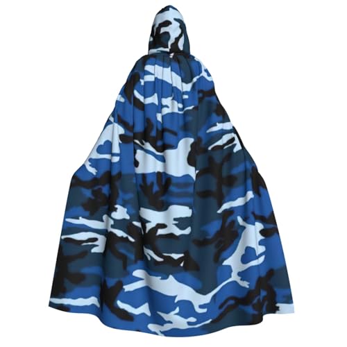 BBEXJIGY Uni-Hexenkostüm mit Kapuze, Camouflage-Druck, Blau von BBEXJIGY