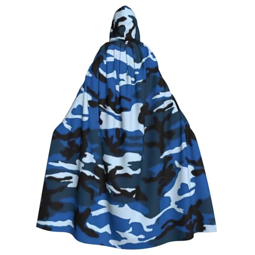 BBEXJIGY Uni-Hexenkostüm mit Kapuze, Camouflage-Druck, Blau von BBEXJIGY