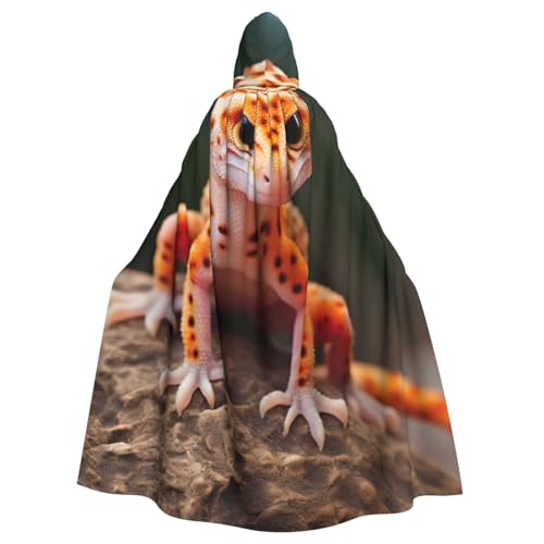 BBEXJIGY Uni Leopardenmuster Kapuzenumhang Gecko Sand Halloween Hexenkostüm Party Kostüm von BBEXJIGY