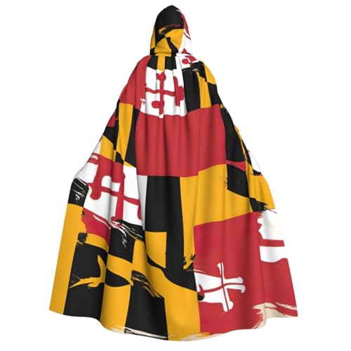 BBEXJIGY Uni Maryland Kapuzenumhang Halloween Flagge Druck Umhang Hexe Vampir Umhang für Party von BBEXJIGY