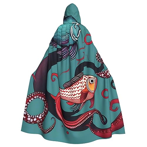 BBEXJIGY Uni Octopus Fish Print Hooded Cloak Halloween Witch Costume von BBEXJIGY