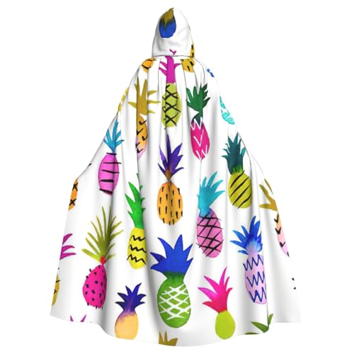 BBEXJIGY Uni Regenbogen-Ananas-Druck Kapuzenumhang Halloween Hexenkostüm von BBEXJIGY