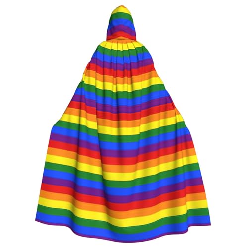 BBEXJIGY Uni Regenbogen-Print Kapuzenumhang Halloween Hexenkostüm von BBEXJIGY