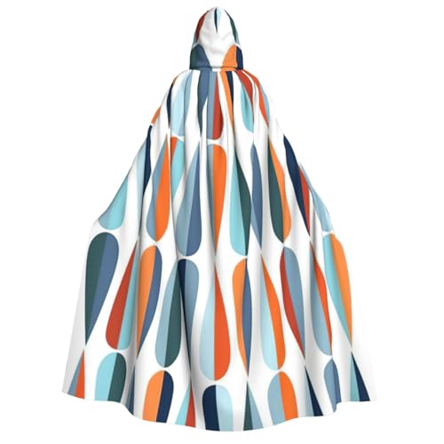 BBEXJIGY Uni Retro Vintage Teardrop Print Hooded Cloak Halloween Hexenkostüm Party Kostüm von BBEXJIGY