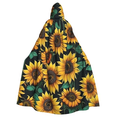 BBEXJIGY Uni Sonnenblumen-Print Kapuzenumhang Halloween Vampir Hexenkostüm von BBEXJIGY