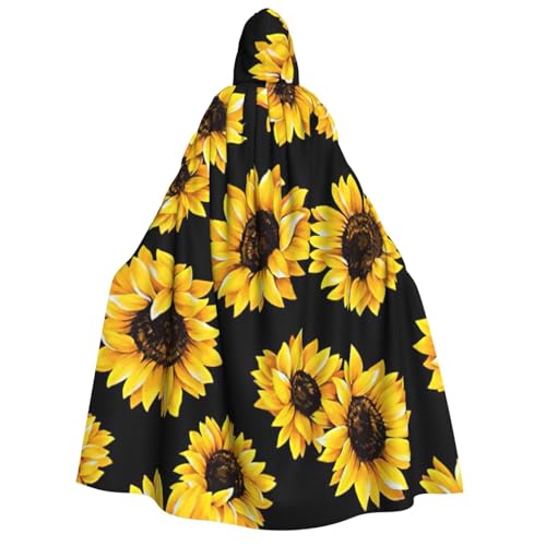 BBEXJIGY Uni Sonnenblumen-Print Kapuzenumhang Hexe Halloween-Kostüm von BBEXJIGY