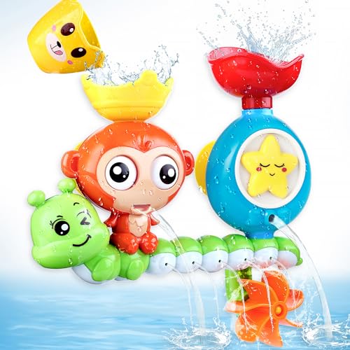 BBLIKE Badewannenspielzeug, Niedlicher AFFE Badespielzeug Set, Wasserspielzeug Baby mit Bechern, Kinder Baby ab 18 Monate+ Jungen und Mädchen, Adventsgeschenke von BBLIKE