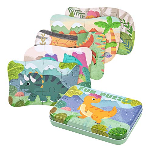 BBLIKE Kinderpuzzle,Dinosaurier Puzzle für Kinder,5 Bilds Puzzles, Geeignet für Jungen und Mädchen Puzzle ab 3 4 5 Jahren von BBLIKE