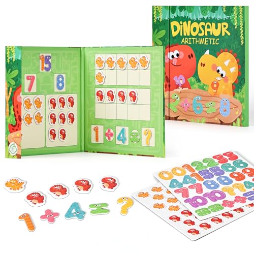 BBLIKE Kinderpuzzle Dinosaur Magnet Puzzle - Montessori Mathematik Spielzeug ab 3 4 5 Jahre, Reisespiele Lernspielzeug für Kinder, Geeignet für Straßen-, Flug- und Autofahrten（Dinosaur） von BBLIKE