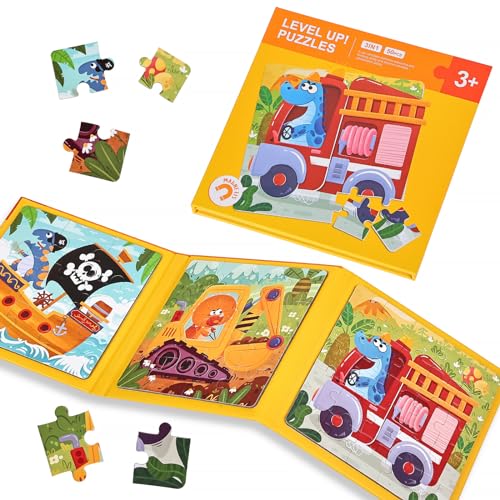 BBLIKE Kinderpuzzle Magnet Puzzle - Dinosaurier Puzzle für Kinder Puzzle ab 3 Reisespiele Kinder ab 3 Lernspielzeug für Kinder 3 4 5 Jahren Alt (Transport) von BBLIKE