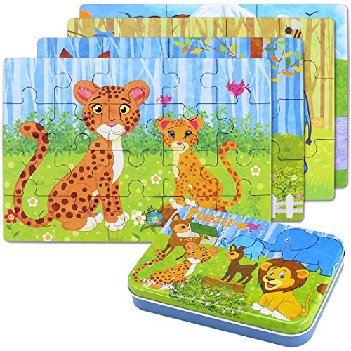 BBLIKE Kinderpuzzle 64 Stücke Puzzle für Kinder Puzzle ab 3 Vier schwierigkeitsgrade Lernspielzeug für Kinder 3 4 5 Jahren Alt (Leopard) von BBLIKE