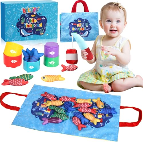 BBLTIFF Montessori Spielzeug ab 1 2 Jahr, 22-Teiliges Set Angelspiel, Fische Angeln Spiel, Baby Spielzeug für 6 12 18 Monate, Kinderspielzeug ab 1 Jahr, Geschenke für Jungen und Mädchen von BBLTIFF