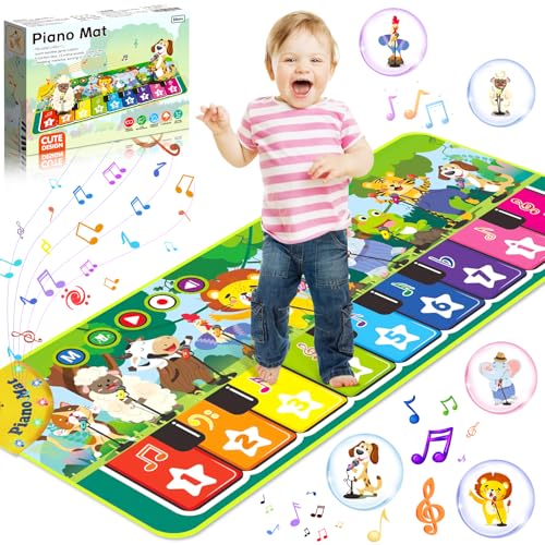 BBLTIFF Musikmatte Kinder ab 1 Jahr, Baby Klavier mit 9 Klaviertasten & 10 Tiergeräusche & 19 Lieder, Klaviermatte für Kinder, Baby Spielzeug ab 1 Jahr Geschenke für Jungen und Mädchen (110*43 cm) von BBLTIFF