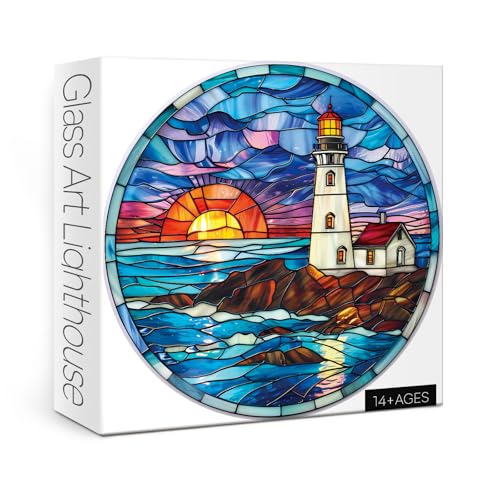 BBOLDIN Buntglas Strand Leuchtturm Puzzle für Erwachsene - 1000 Teile Ozean Sonnenuntergang - Natur Landschaft - Rund - 68.1 cm x 68.1 cm BBOLDIN Buntglas Strand Leuchtturm Puzzle für Erwachsene - 1000 Teile Ozean Sonnenuntergang - Natur Landschaft - Rund - 68.1 cm x 68.1 cm von BBOLDIN