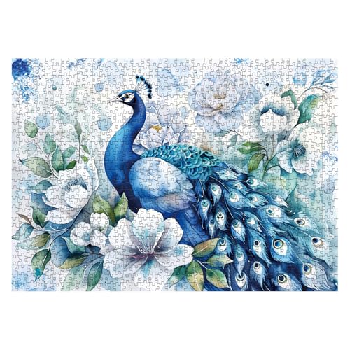 Blauer Pfau Puzzles Blumenpuzzle für Erwachsene 1000 Teile, Schöne Vogelkunst-Puzzles 1000 Teile Natur Puzzle, Fantasy Grüner Pfau Malerei Puzzle von BBOLDIN