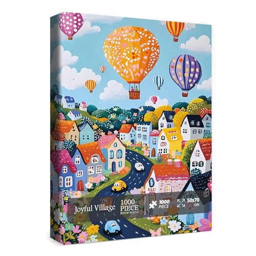 Blumen-Heißluftballon-Puzzle für Erwachsene, 1000 Teile, buntes Landschafts-Puzzle, Stadtauto, Schmetterling, Blumenhaus-Puzzle von BBOLDIN