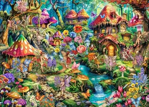 Blumenfeen-Puzzle für Erwachsene, 1000 Teile, lustiges Pilz-Puzzle, Fantasie-Puzzle, buntes Schmetterlings-Insekten-Puzzle Blumenfeen-Puzzle für Erwachsene, 1000 Teile, lustiges Pilz-Puzzle, Fantasie-Puzzle, buntes Schmetterlings-Insekten-Puzzle von BBOLDIN