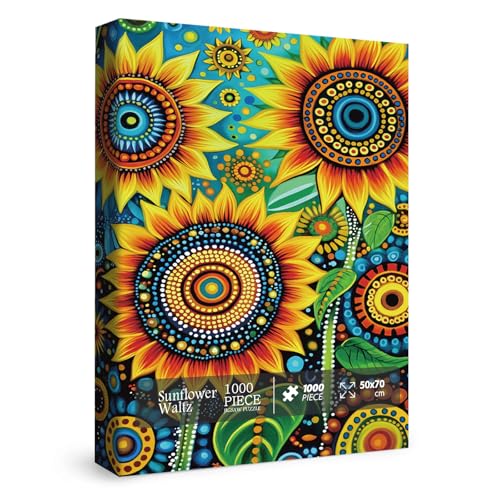 Buntes Sonnenblumen-Puzzle, 1000 Teile für Erwachsene, Naturpflanzen-Blumen-Puzzle, Blumenkunst-Puzzle als Wanddekoration für Zuhause von BBOLDIN