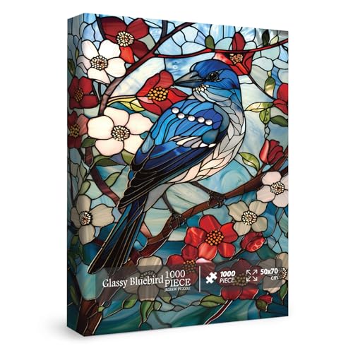 Buntglas Vogel Puzzle für Erwachsene 1000 Teile Blume Tier Kunst Puzzle Natur Blatt Mosaik Puzzle von BBOLDIN