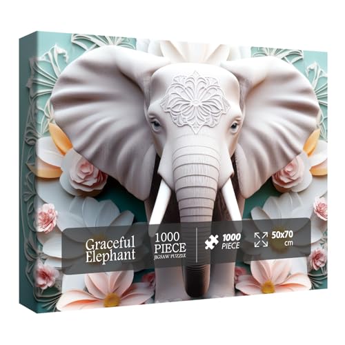 Elefant Blume Puzzle für Erwachsene 1000 Teile Tier Mandala Puzzle Kunst Floral Puzzle von BBOLDIN