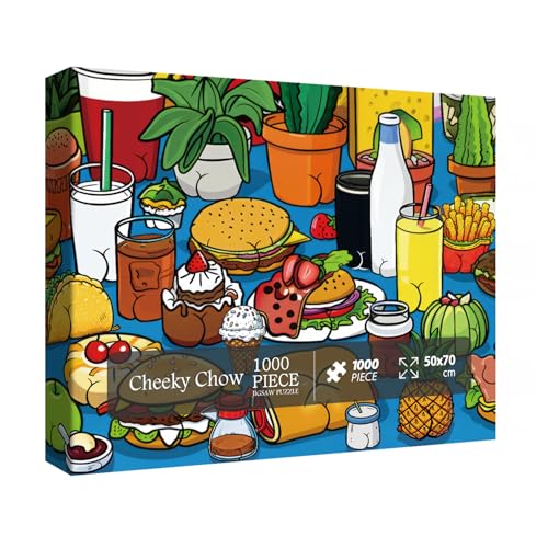 Funny Food Butts Puzzle 1000 Teile für Erwachsene, buntes Pflanzen-Collage-Puzzle, lustiges Obst-Eiscreme-Puzzle von BBOLDIN