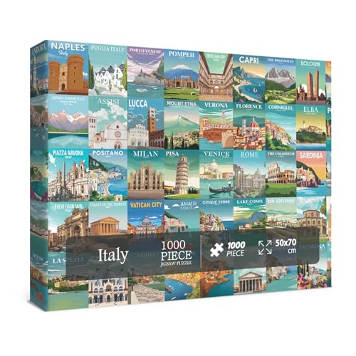 Italien Puzzle 1000 Teile für Erwachsene Natur, Cinque Terre Rom Reise Jigsaw Puzzles Stadt Florenz, Europa Landschaft Scenic Collage Herausforderndes Puzzle für Erwachsene von BBOLDIN