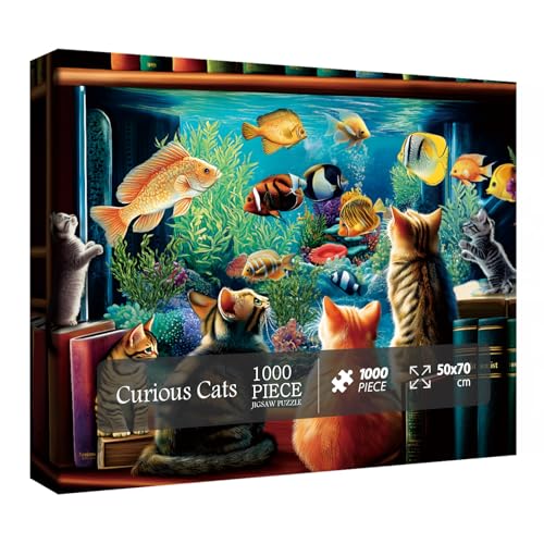 Katze Kätzchen Puzzle für Erwachsene 1000 Teile Lustiges Niedliches Puzzle Fisch Blumen Buch Puzzle von BBOLDIN