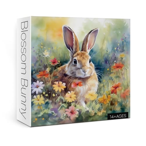 Lustige Blumenhase Puzzles für Erwachsene 1000 Teile, Natur Tier Frühling Puzzles, Osterhase Kunst Puzzles von BBOLDIN