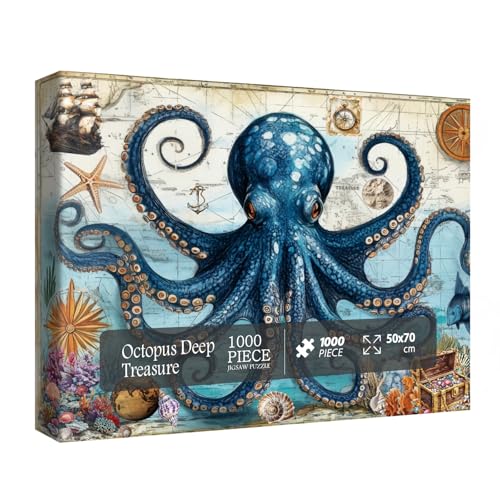 Lustige Oktopus Ozean Puzzles für Erwachsene 1000 Teile Fantasy Piraten Marine Jigsaw Puzzles Kunst Natur Meer Puzzles von BBOLDIN