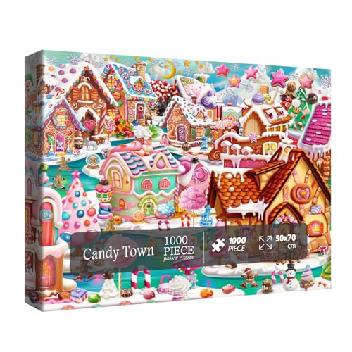 Lustige Winter-Puzzles für Erwachsene, 1000 Teile, magische Süßigkeiten, niedliche Puzzles, hübsche bunte Kunstpuzzles von BBOLDIN