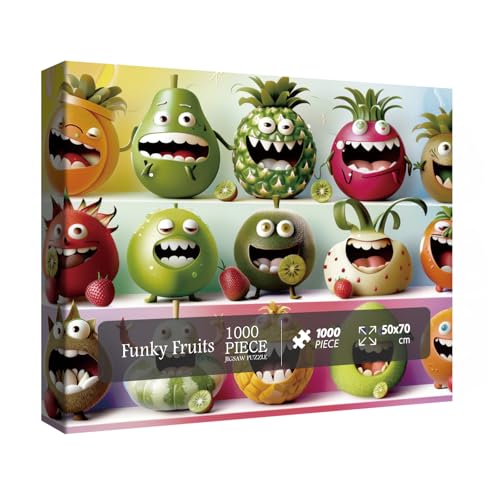 Lustiges Obst-Puzzle, 1000 Teile für Erwachsene, buntes Monster-Frucht-Puzzle, seltsame Obst-Puzzles, lustige Collagen-Puzzles für Erwachsene und Familie von BBOLDIN