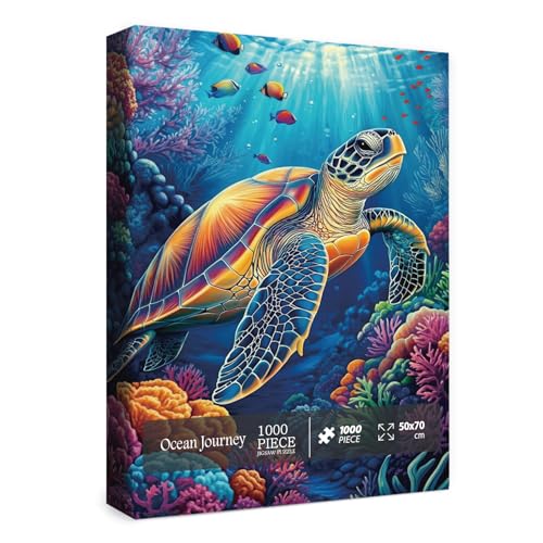 Meeresschildkröten-Puzzle für Erwachsene, 1000 Teile, buntes Ozean-Landschaft-Puzzle, Fisch-Meerestier-Puzzle von BBOLDIN