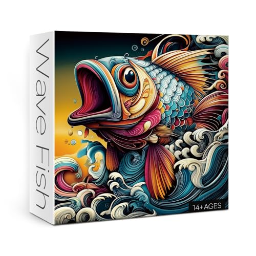 Ozeanfisch-Puzzle für Erwachsene, 1000 Teile, Fantasie-Tier-Puzzle, bunte Kunst, Meereswellen-Puzzle von BBOLDIN