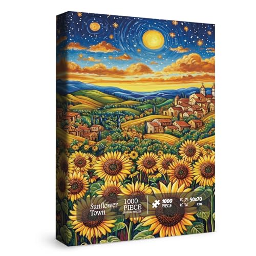 Sonnenblume Puzzles für Erwachsene 1000 Teile, Hübsche Blumen Szenische Puzzles, Pflanzenlandschaft Natur Puzzles von BBOLDIN