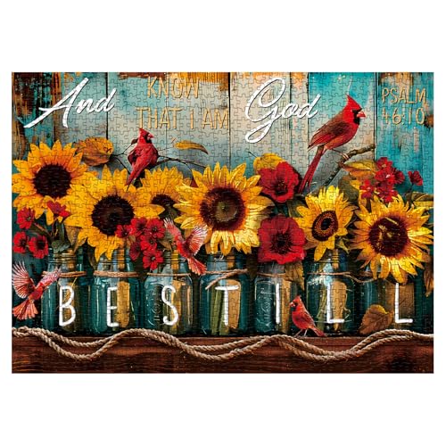 Sonnenblumen Vogel Puzzle für Erwachsene 1000 Teile Blume Religiöses Puzzle Inspirierendes Kardinal Floral Puzzle von BBOLDIN