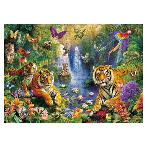 Tiger Tier Puzzle für Erwachsene 1000 Teile Natur Tropical Junlge Puzzle Vogel Blume Schmetterling Pflanze Puzzle von BBOLDIN