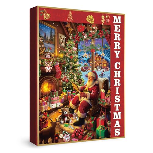 Vintage Christmas Santa Puzzles for Adults 1000 Pieces Winter Xmas Holiday Jigsaw Puzzles Art Beautiful Snowman Puzzles von BBOLDIN