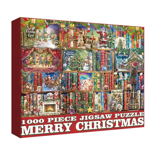 Weihnachten Bücherregal Puzzle für Erwachsene 1000 Teile Fantasie Urlaub Buch Puzzles Weihnachtsmann Elfe Puzzle von BBOLDIN