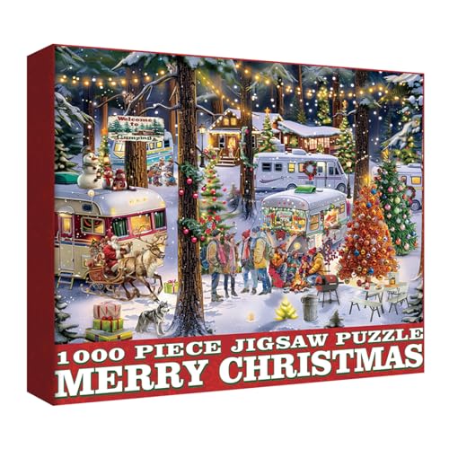 Weihnachten RV Camping Puzzles für Erwachsene 1000 Teile Winter Xmas Camper Puzzles Weihnachtsmann Schnee Puzzles von BBOLDIN