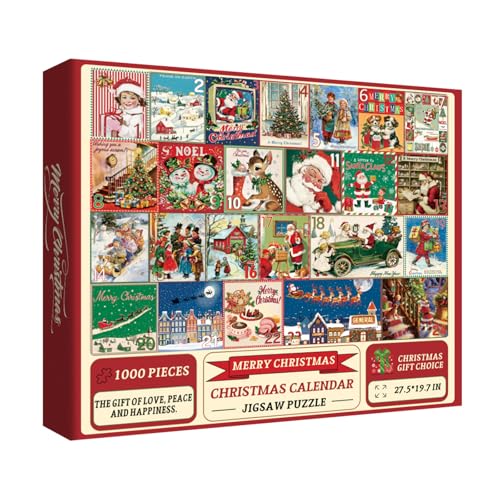 Weihnachtspuzzles für Erwachsene, 1000 Teile, Winterferien-Puzzle, lustiges Weihnachtsmann-Weihnachts-Collage-Puzzle als Weihnachtsdekoration von BBOLDIN