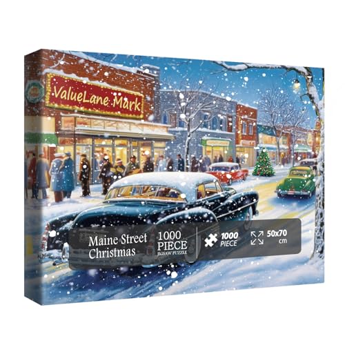 Weihnachtspuzzles für Erwachsene 1000 Teile, Winterurlaubsszene Puzzles, Xmas Main Street Puzzles von BBOLDIN