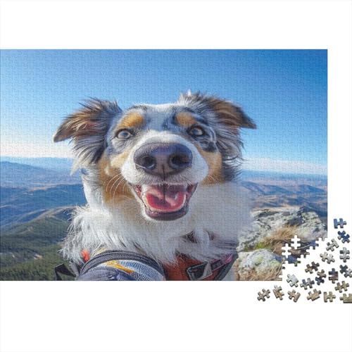 Australischer Schäferhund 1000 Teile,Impossible Puzzle,Geschicklichkeitsspiel Für Die Ganze Familie, Erwachsenen Puzzlespiel Puzzel 1000pcs (75x50cm) von BBQYNVKJR