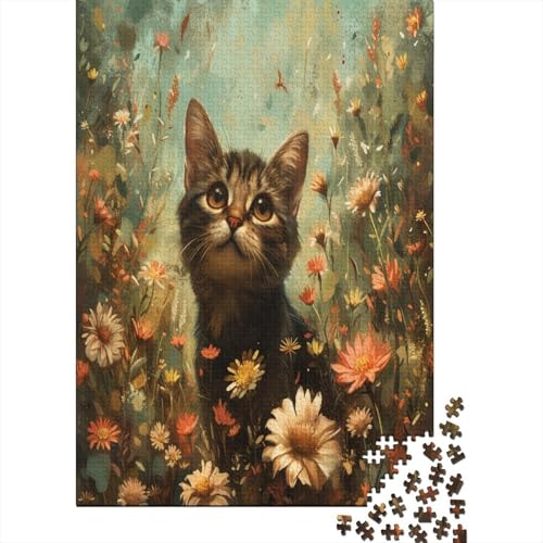 Cute Kat 1000 Stück Puzzles Für Erwachsene Teenager Stress Abbauen Familien-Puzzlespiel Mit Poster in 1000-teiliges Puzzle Kinder Lernspiel Spielzeug Geschenk Puzzel 1000pcs (75x50cm) von BBQYNVKJR